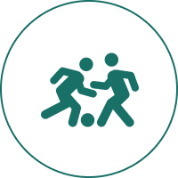 Two figures playing soccer icon