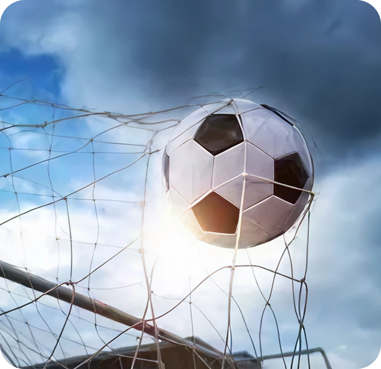 Soccer ball hitting the net